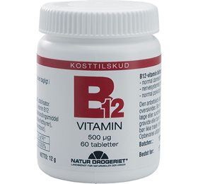 B 12  Vitamin 500 ug. 60 tabletter. TILBUD så længe lager haves