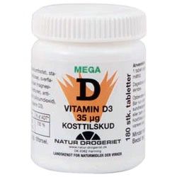 Mega D 3 Vitamin 35 mcg. 180 Tabletter TILBUD så længe lager haves